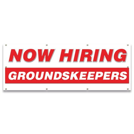 Signmission Now Hiring Groundskeepers Banner Apply Inside Accepting Application Single Sided B-96-30253